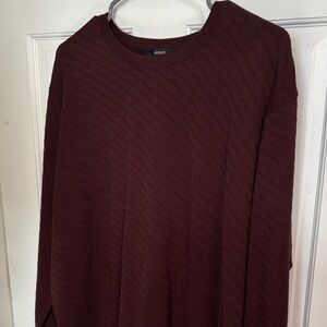 Alfani Maroon Ribbed Crewneck Sweater